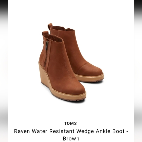 Toms Shoes - Toms raven wedge water resistant ankle boots size 11